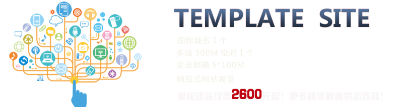 TEMPLATE SITE;國際域名1個、多線300M空間1個、企業(yè)郵箱5*100M、響應(yīng)式網(wǎng)站建設(shè)、模板建站僅需2600元起！更多精美模板供您選擇！